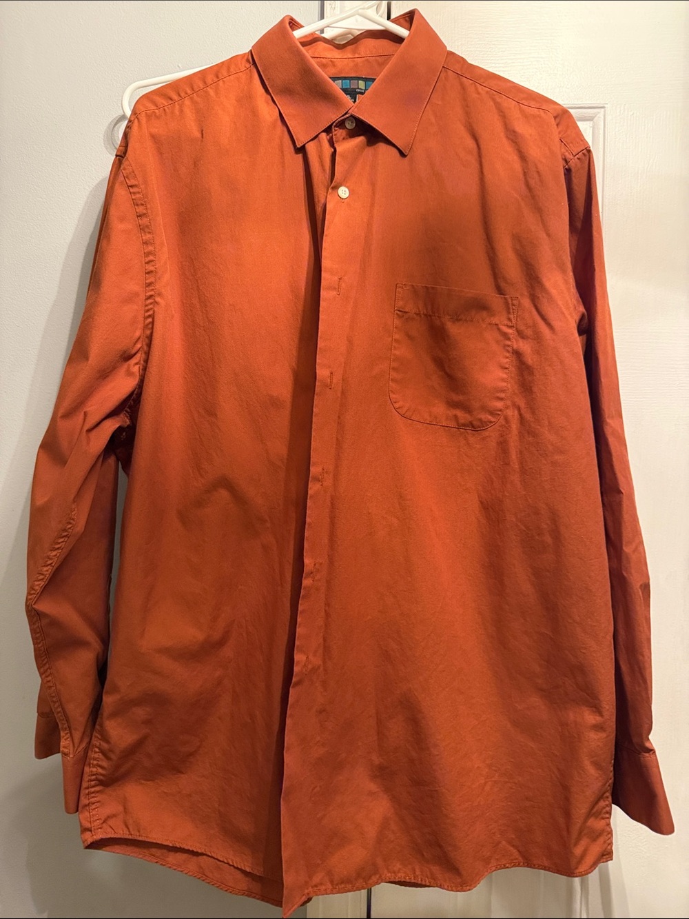 Classic Men's Long-Sleeve Button-Up Shirt in Burnt Orange